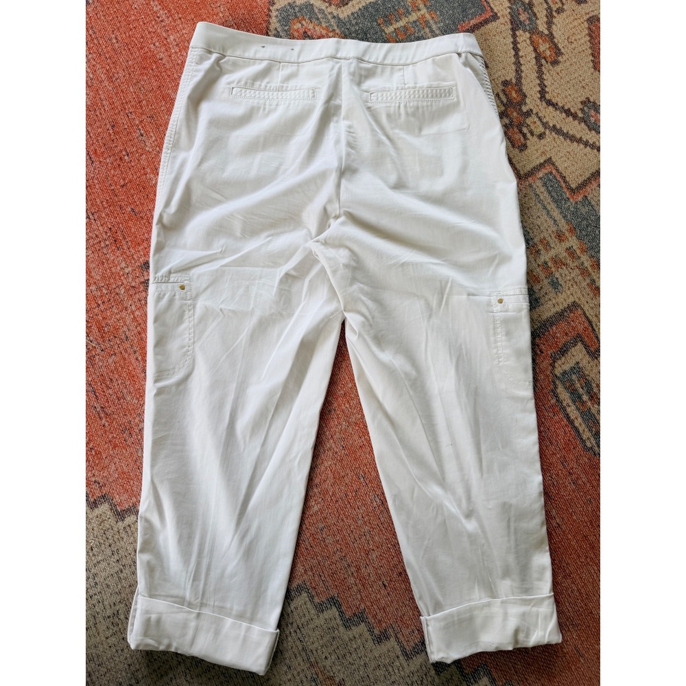Chico's Capri Pants Women's Sz 2/12 White Tan Cargo Cropped lot 2 Casual Utility - Picture 4 of 11